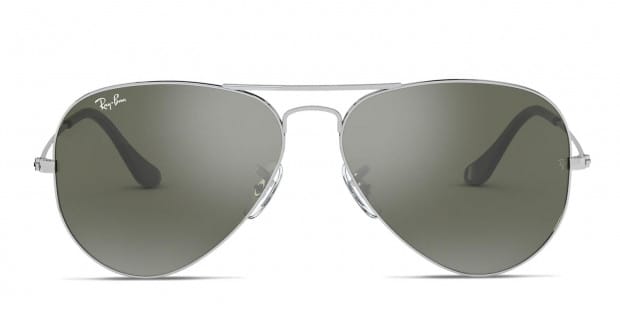 Ray ban aviator black with silver frame on sale