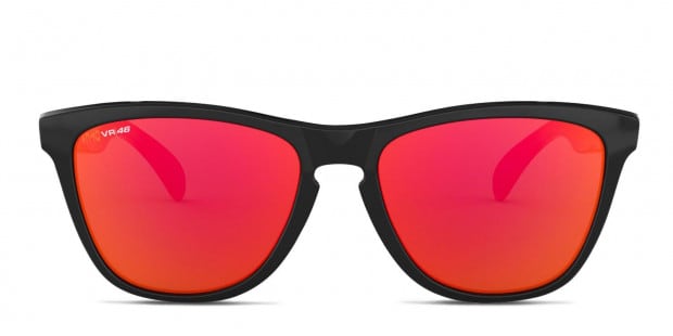 Oakley OO9013 Frogskins Shiny Black Red Prescription Sunglasses 50 Off Lenses