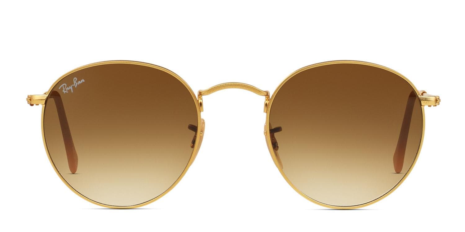 Ray-Ban RB3447 Round Metal Gold, Beige Prescription Sunglasses