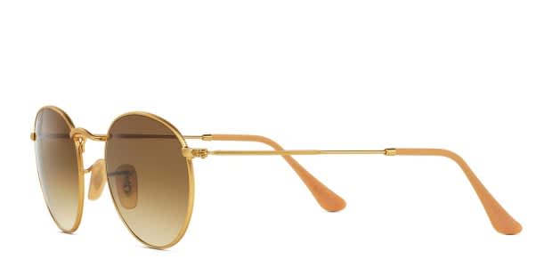 Ray-Ban RB3447 Round Metal Gold, Beige Prescription Sunglasses