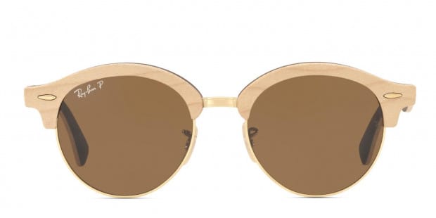 Ray Ban 4246M Clubround Wood Natural Brown Gold Prescription Sunglasses
