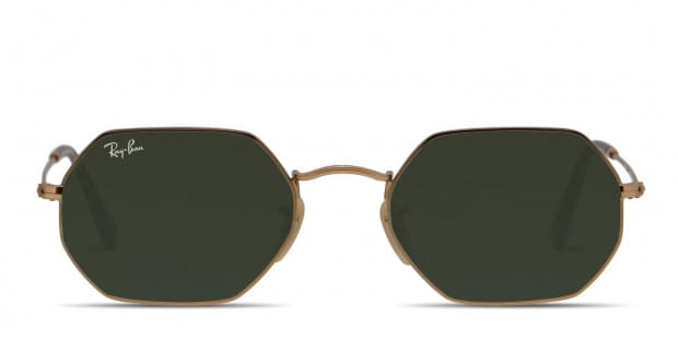 Ray Ban 3556N Octagonal Gold Green Prescription Sunglasses 50 Off Lenses