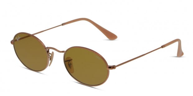 Ray Ban 3547N Oval Rose Gold Brown Prescription Sunglasses