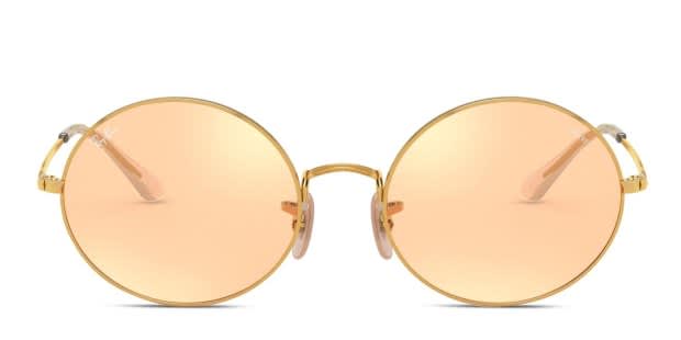 Ray-Ban RB1970 オーバルサングラス ゴールド／ブラウン Ray-Ban RB1970 Oval Gold/Clear Prescription Sunglasses