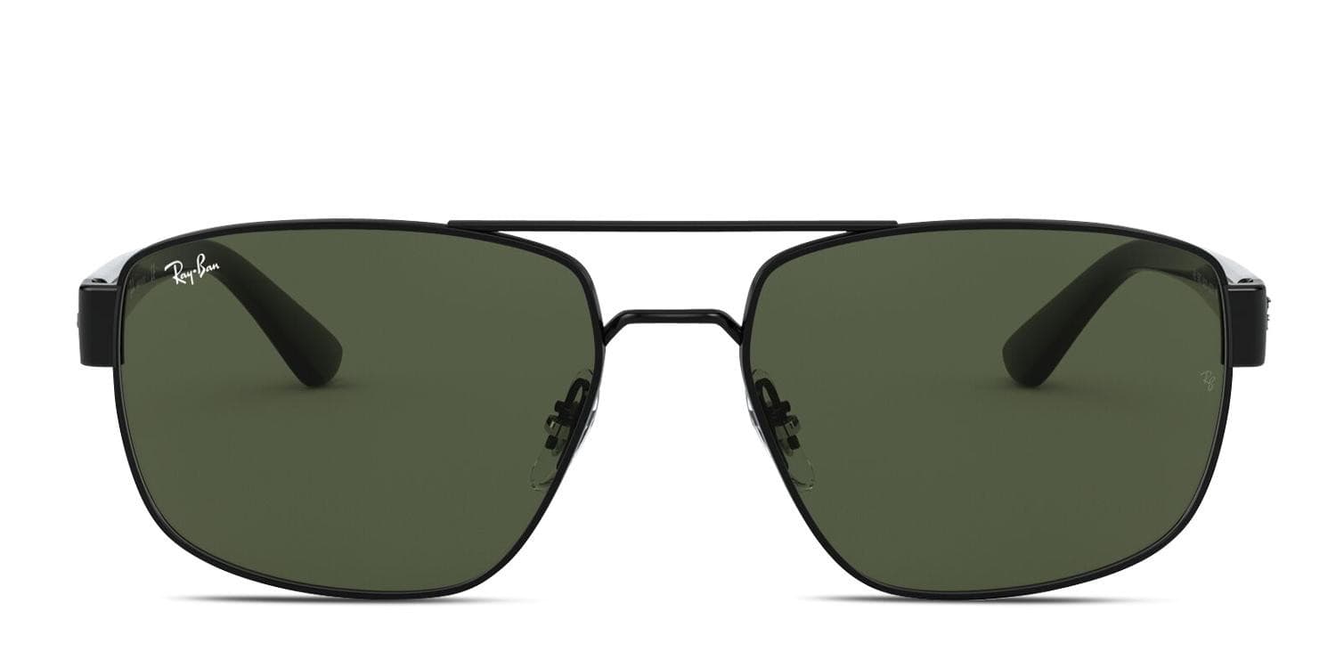 Ray-Ban RB3663 Shiny Black, Green glasses - Shiny Black / Green - Frontal View