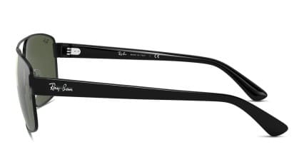 Ray-Ban RB3663 Shiny Black, Green glasses - Shiny Black / Green - Side View