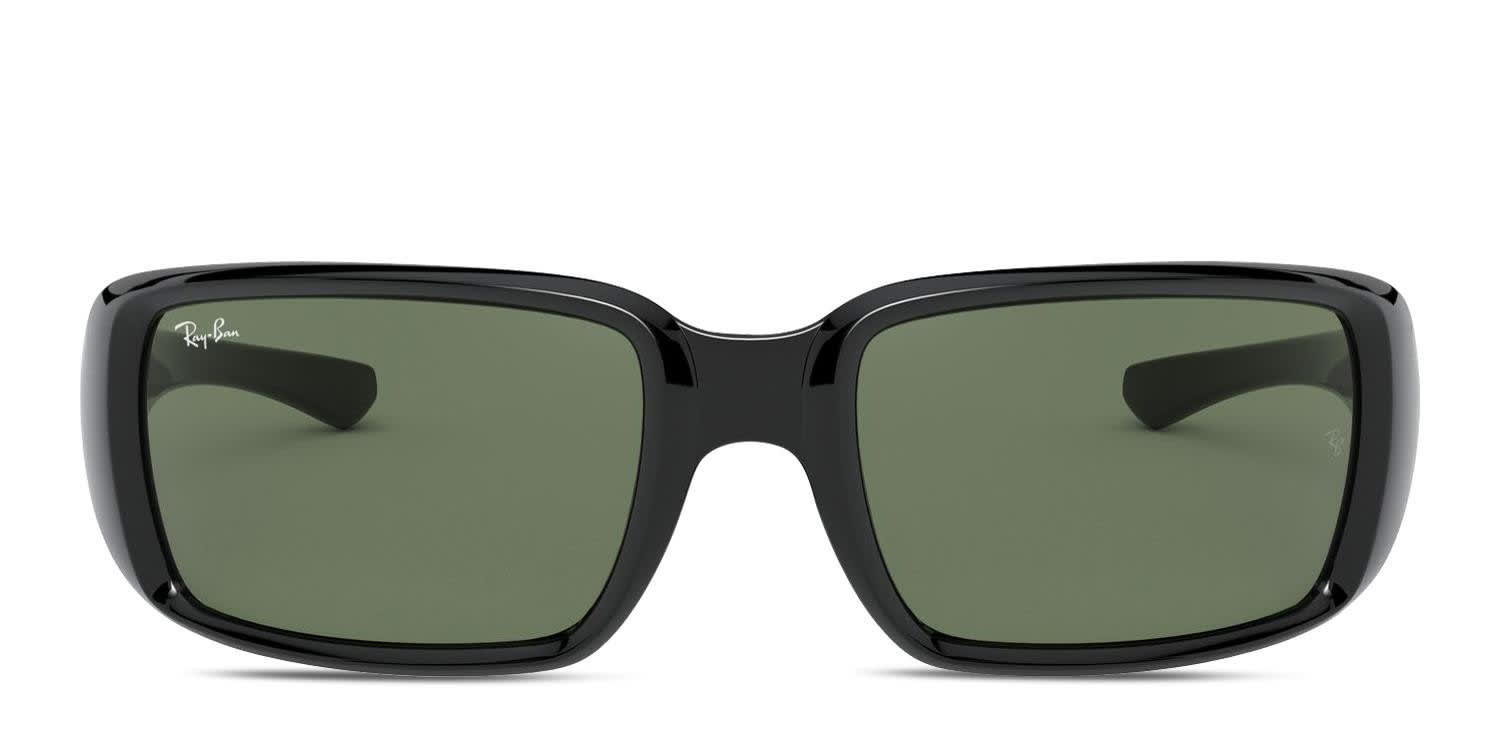 Ray Ban Rb4338 Shiny Black Green Prescription Sunglasses Ray Ban Rb4338 Shiny Black Green Prescription Sunglasses
