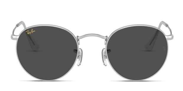 Ray-Ban RB3447 Round Metal Silver, Gray Prescription Sunglasses