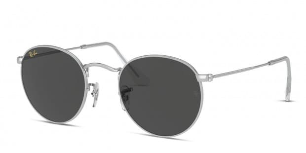 Ray-Ban RB3447 Round Metal Silver, Gray Prescription Sunglasses