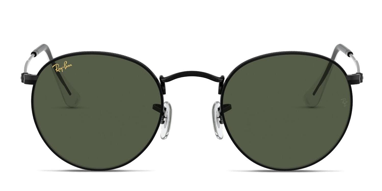 Ray-Ban RB3447 Round Metal Black, Green Prescription Sunglasses