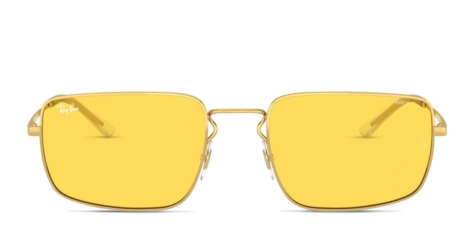 【美品】 Ray-Ban レイバン RECTANGLE RB3669 サングラス Ray-Ban RB3669 Gold, Yellow Prescription Sunglasses - 50% Off Lenses
