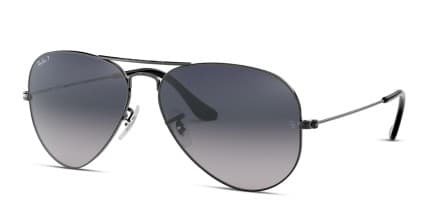 Ray-Ban RB3025 Aviator Large Metal Gunmetal, Blue, Black glasses - Gunmetal / Blue / Black - Angle View