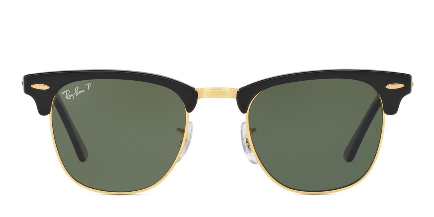 Ray-Ban RB 3016サングラス ブラック/ゴールド Ray-Ban RB3016 Clubmaster Shiny Black, Gold, Green Prescription