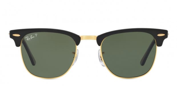 Ray Ban RB3016 Clubmaster Shiny Black Gold Green Prescription Sunglasses 50 Off Lenses