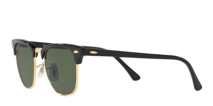 Ray-Ban RB3016 Clubmaster Shiny Black, Gold, Green glasses - Shiny Black / Gold / Green - Angle View