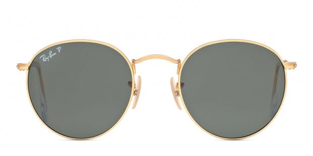Ray Ban Round Metal Sunglasses RB3447 112 58 Matte Gold Frame Polarized Green Classic G 15 Lenses 50mm
