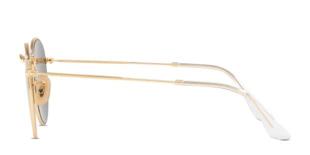 Ray-Ban RB3447N Round Metal Gold, Green Prescription Sunglasses