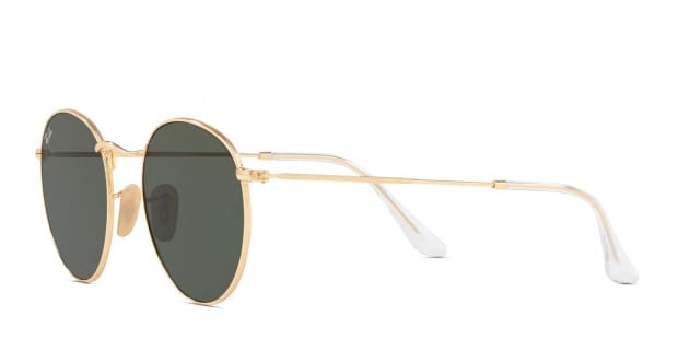 Ray Ban RB3447N Round Metal Gold Green Prescription Sunglasses