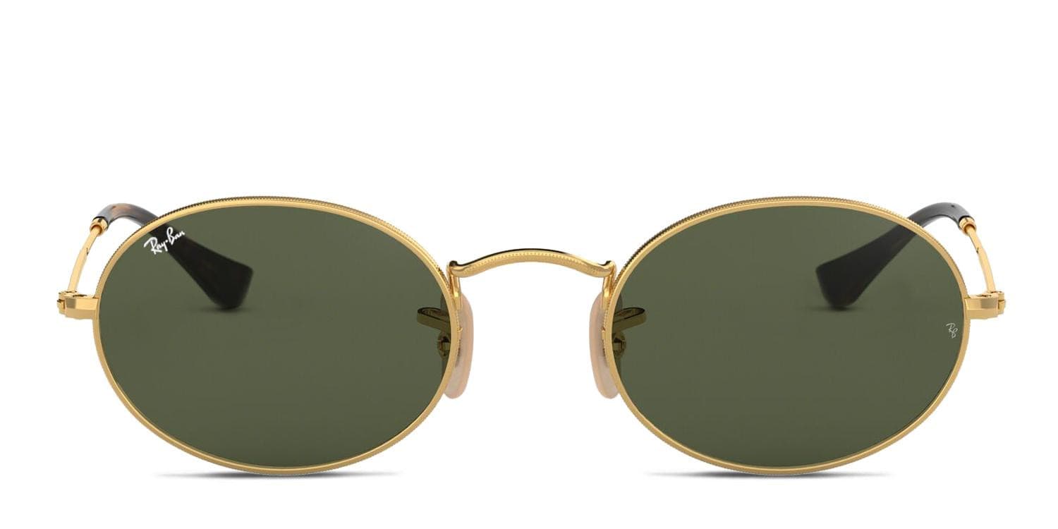Ray-Ban 3547N Oval Gold, Green glasses - Gold / Green - Frontal View