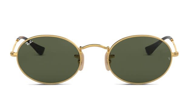 Ray-Ban 3547N Oval Gold, Green Prescription Sunglasses - 50% Off