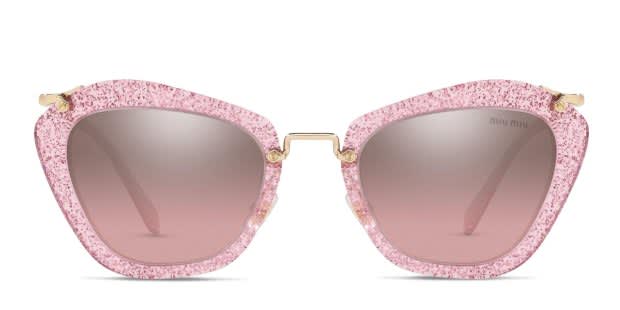 Miu Miu SMU 10NS Noir Pink/Glitter/Gold Prescription Sunglasses display picture 2