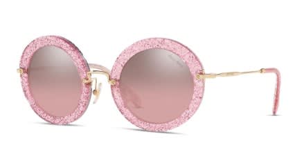 Miu Miu MU 13NS Pink/Glitter/Gold (Non-Rx-able) glasses - Pink / Glitter / Gold - Angle View