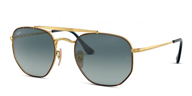Ray Ban 3648 The Marshal Tortoise Gold Blue Prescription Sunglasses