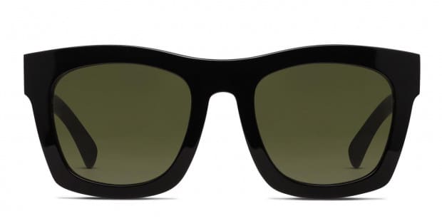 Electric Crasher Shiny Black, Green Prescription Sunglasses - 50% Off Lenses