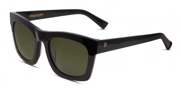 Electric Crasher Shiny Black, Green Prescription Sunglasses - 50