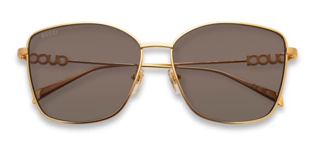 美品 グッチ ロゴ　GG1805SA オーバーサイズ スクエア サングラス Gucci GG1805SA Gold Prescription Sunglasses