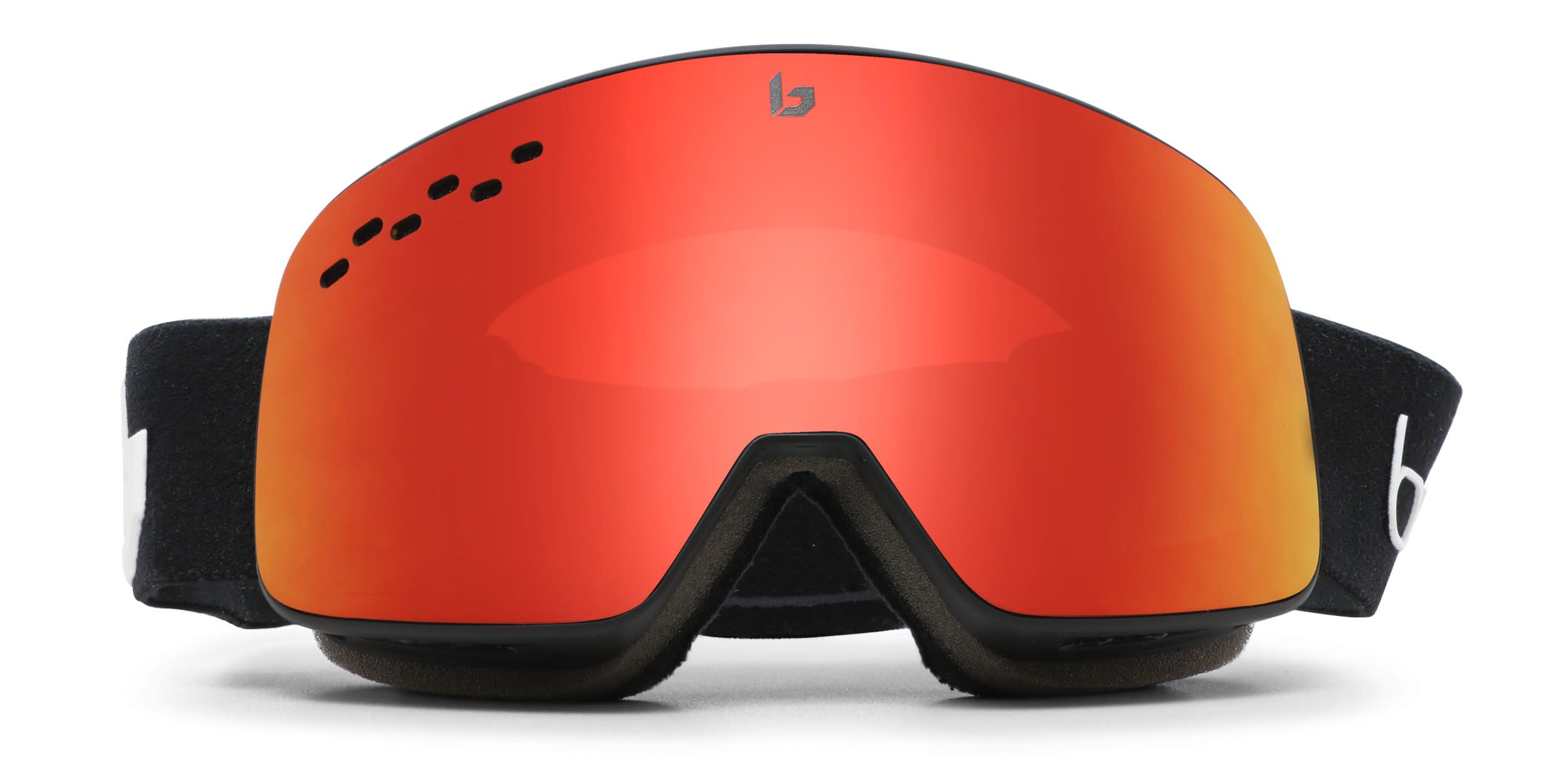 Bolle Nevada Ski Goggles w/Clip-in Matte Black, Red glasses - Matte Black / Red - Frontal View