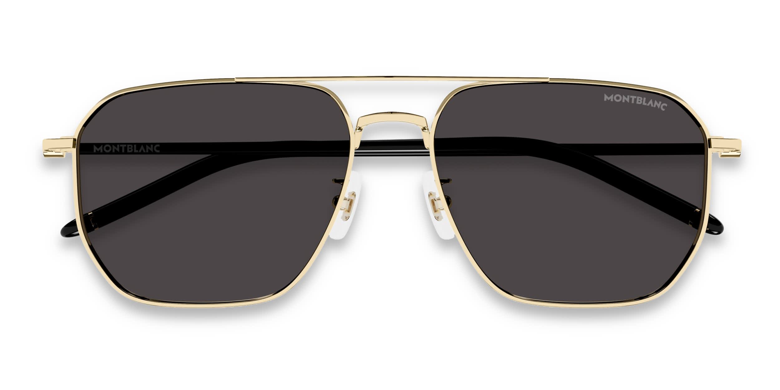 Mont Blanc MB0367SA Gold, Gray glasses - Gold - Frontal View