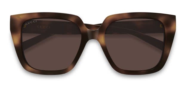 Gucci GG2102S tortoise frame with brown lenses. Lenses provide 100