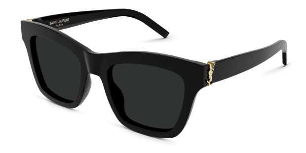 Saint Laurent SLM156 black frame with black lenses. Lenses provide