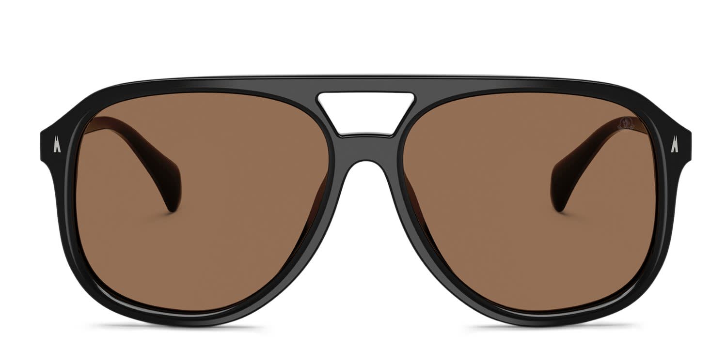 Moncler ME6028 Fluxe Black, Brown glasses - Black - Frontal View