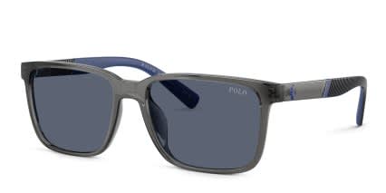 Polo Ralph Lauren PH4189U Clear, Gray, Blue glasses - Clear / Gray - Angle View