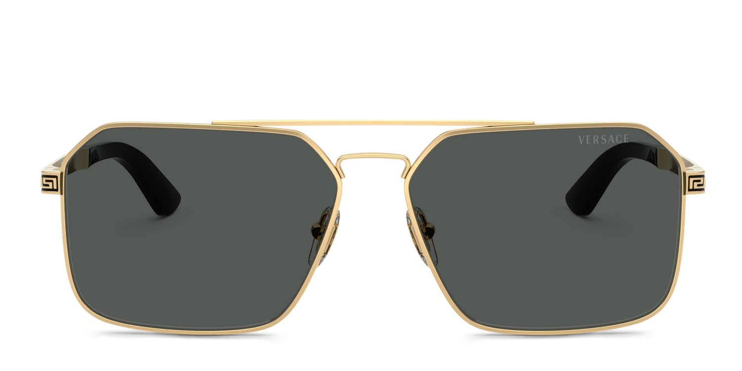 Versace VE2306 Gold, Gray glasses - Gold - Frontal View