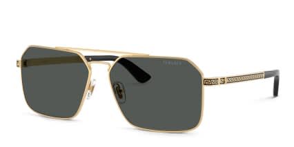 Versace VE2306 Gold, Gray glasses - Gold - Angle View