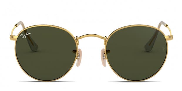 Ray-Ban RB3447 Round Metal Gold, Green Prescription Sunglasses - 50% Off  Lenses