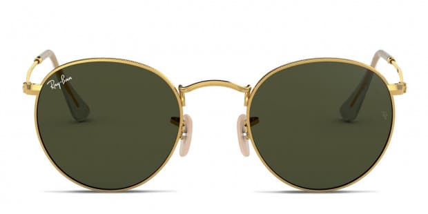 Ray-Ban RB3447 Round Metal Gold, Green Prescription Sunglasses