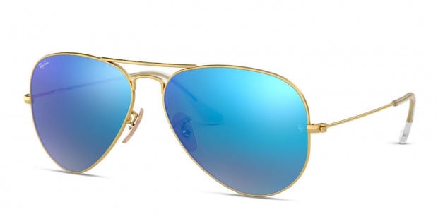 Ray Ban RB3025 Gold w Blue Prescription Sunglasses 50 Off Lenses
