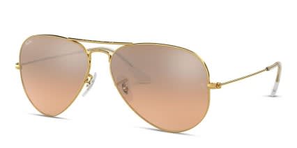 Ray-Ban RB3025 Aviator Large Metal Gold, Pink, Clear glasses - Gold / Pink / Clear - Angle View