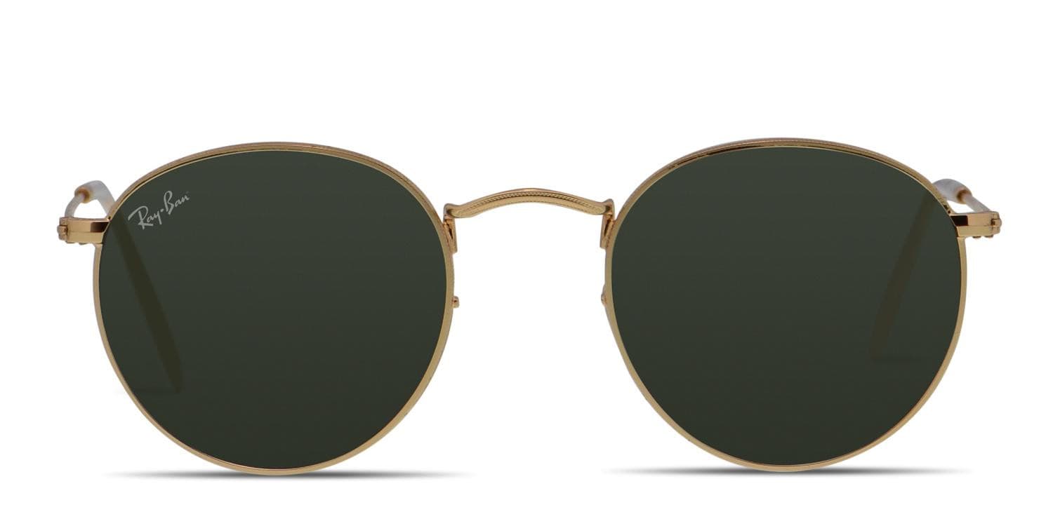 Ray-Ban RB3447 ROUND L ゴールド ラウンドメタル Ray-Ban RB3447 Round Metal Gold, Green Prescription Sunglasses