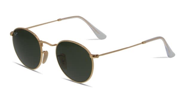 Ray-Ban RB3447 50□21 145 ROUND L Ray-Ban RB3447 Round Metal Gold, Green Prescription Sunglasses