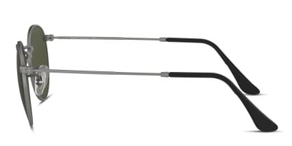 Ray-Ban RB3447 Round Metal Gunmetal, Green glasses - Gunmetal / Green - Side View