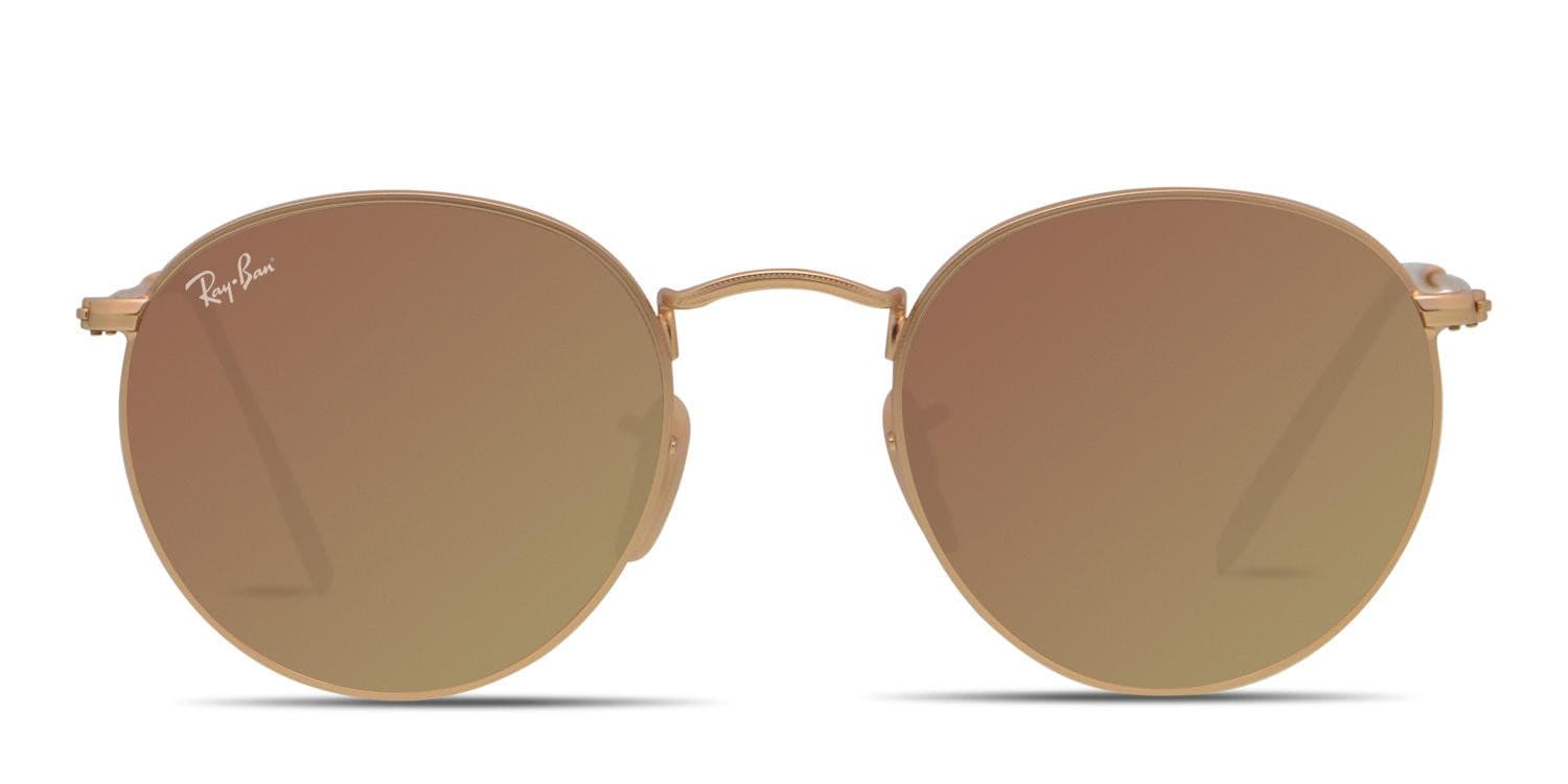 Ray-Ban RB3447 Round Metal Gold, Pink (Non-Rx-able) glasses - Gold / Pink - Frontal View