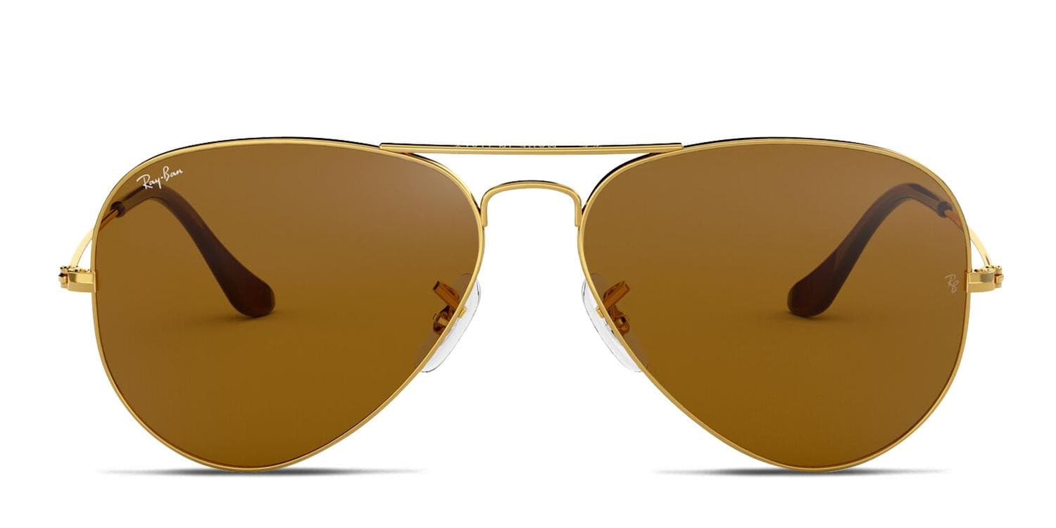 Ray-Ban RB3025 Aviator Large Metal Gold, Brown glasses - Gold / Brown - Frontal View