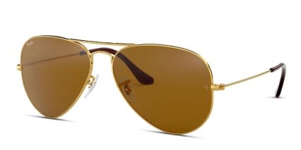 Ray-Ban RB3025 Aviator Large Metal Gold, Brown glasses - Gold / Brown - Angle View
