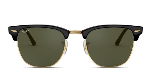 Ray-Ban サングラス ORB3016 ブラック/ゴールド Ray-Ban RB3016 Clubmaster Black, Gold Prescription Sunglasses - 50