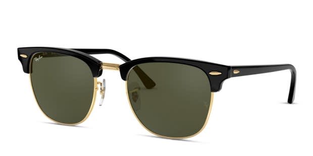 Ray-Ban サングラス 黒/ゴールド　49◻︎21 RB3016 Ray-Ban RB3016 Clubmaster Black, Gold Prescription Sunglasses - 50